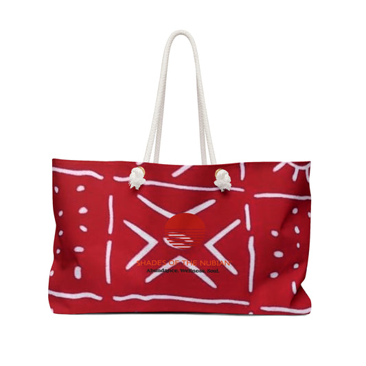 Red & White Bogolan Weekender Bag