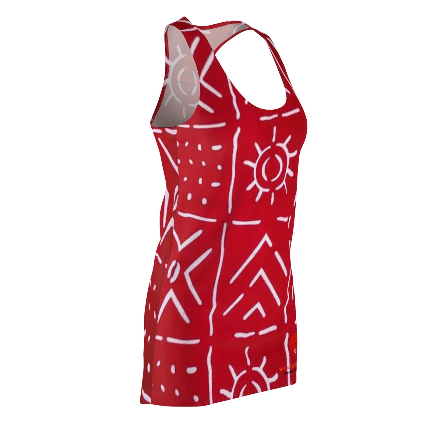 Red & White Bogolan Racerback Dress