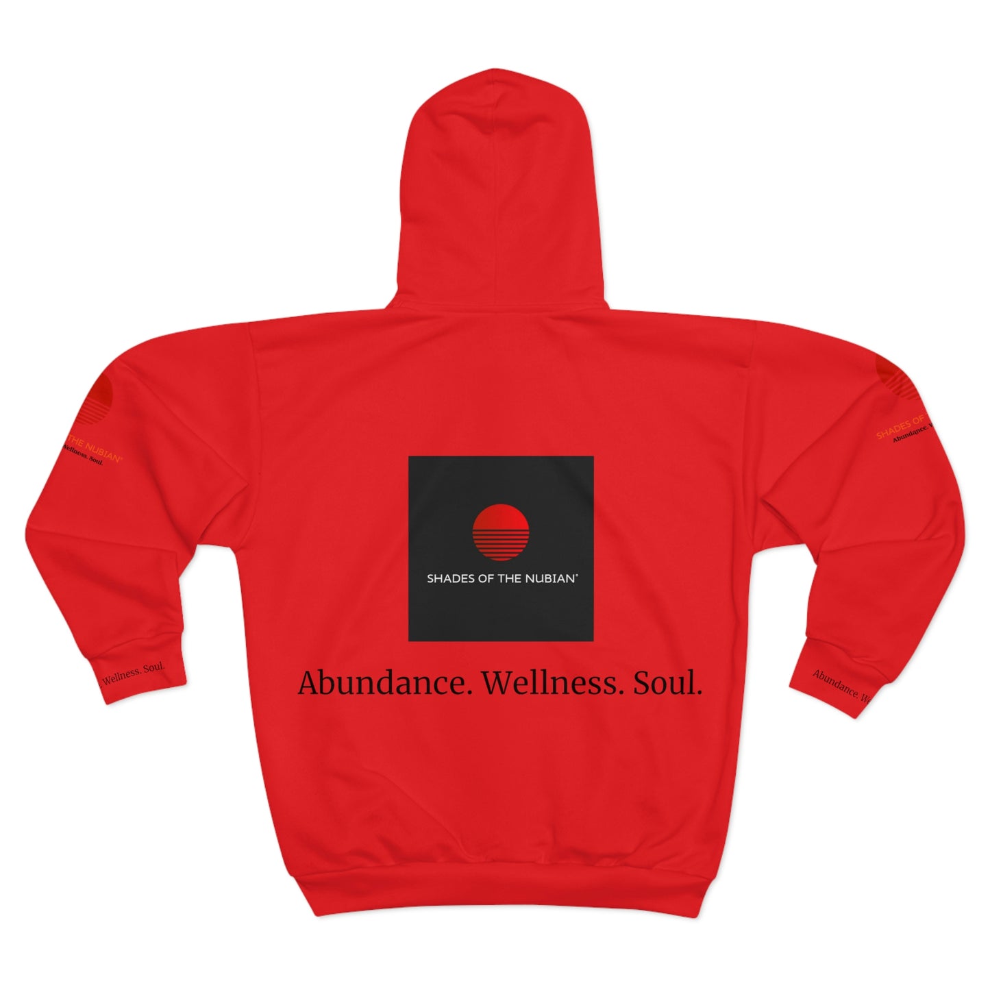 Unisex Red & Black Sun Logo Zip Hoodie