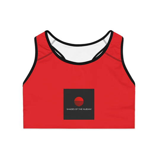 Red & Black Sun Logo Sports Bra